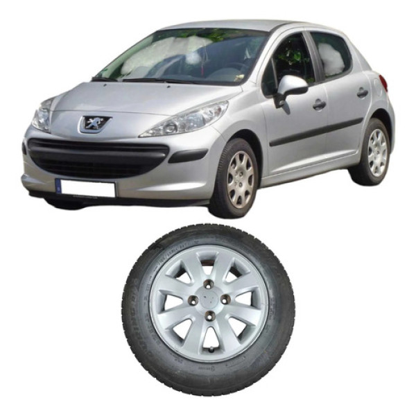 Pneu Roda Liga Aro 14  4furos Peugeot 207 2009 1.4 Original Prateado