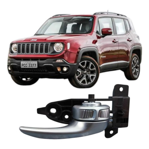 Maçaneta Interna Traseira Direita Jeep Renegade 2015 2016 Cinza Traseira