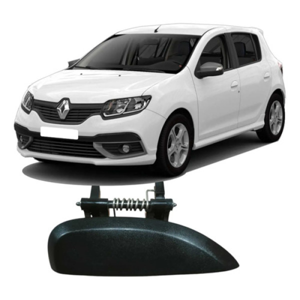 Maçaneta Traseira Esquerda Renault Sandero 2017 Original Preto Traseira