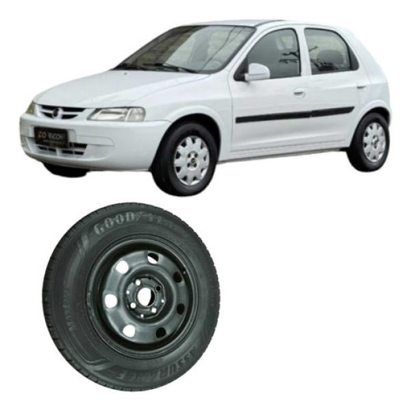 Pneu Roda Aro 13 4 Furos Chevrolet Celta 2004 1.0 Original Preto