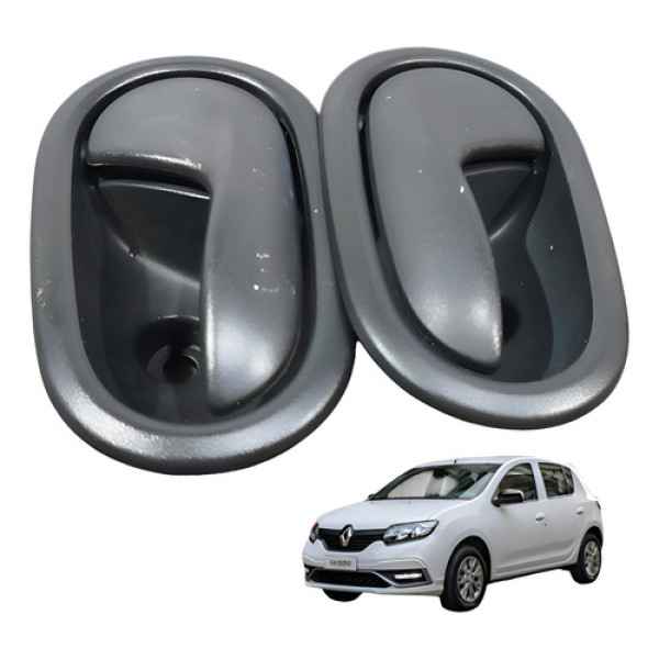 Par Macaneta Interna Esqu Direita Logan Sandero 2014 A 2020. Preto Dianteira/traseira