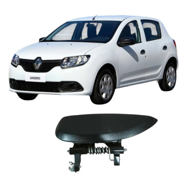 Maçaneta Traseira Direita Renault Sandero 2014 1.0 Original Preto Traseira