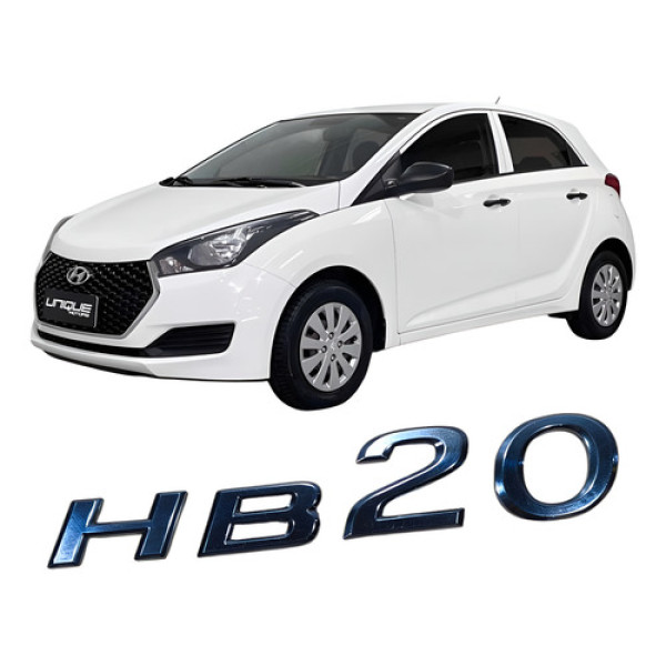 Emblema Adesivo Tampa Traseira Hyundai Hb20 2017 Branco