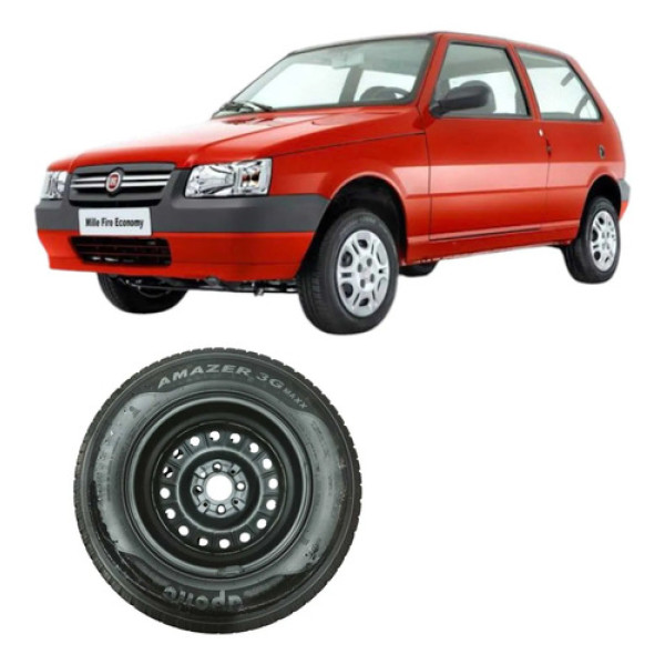 Roda Aro Ferro 13 4 Furos Fiat Uno Mille 2010 1.0 Original Preto