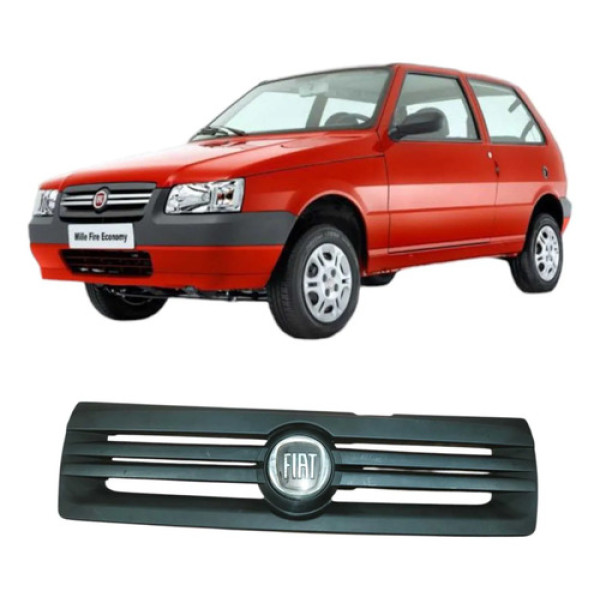 Grade Dianteira Emblema Fiat Uno Mille 2009 1.0 2p Original Branco Fosco