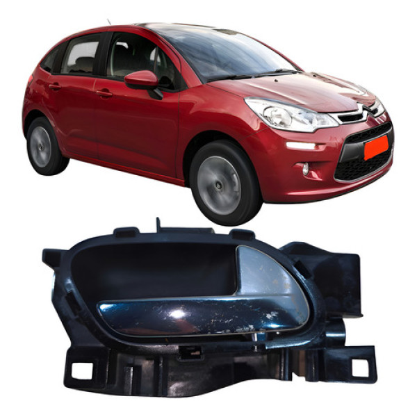 Maçaneta Interna Traseira Direita Citroën C3 2013 9683446577 - . - Traseira