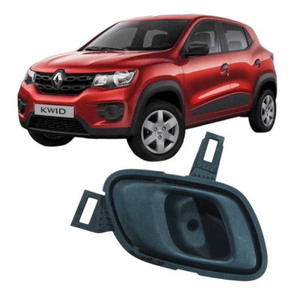  Maçaneta Interna Dinteira Direita Renault Kwid 2019 1.0 3c  Preto Dianteira
