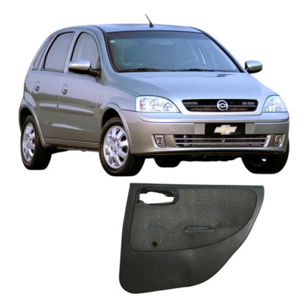 Forro De Porta Dianteiro Direito Chevrolet Corsa 2006 Orig Preto Com Padrão Colorido