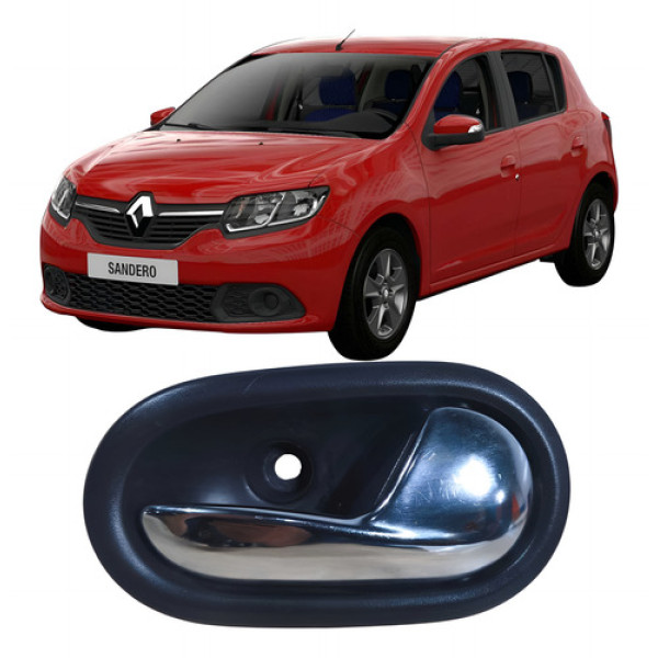 Maçaneta Interna Traseiro Direito Renault Sandero 2017 Cromado Traseira