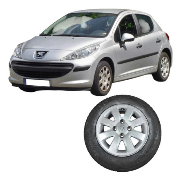 Pneu Roda Liga Aro 14  4furos Peugeot 207 2009 1.4 Original Prateado