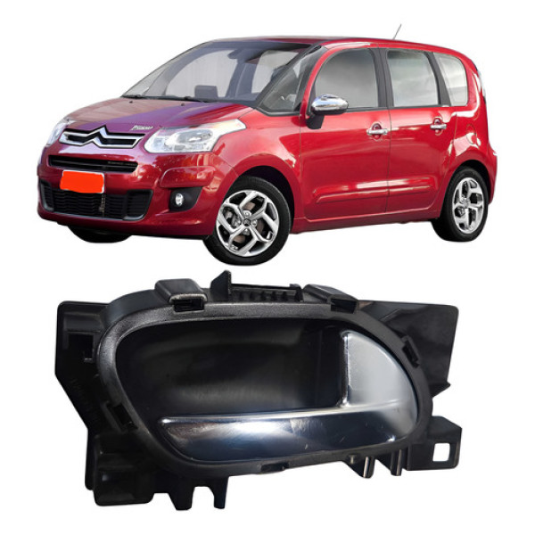  Maçaneta Interna Dianteiro Direito Citroen C3 Picasso 2014 Preto Dianteira