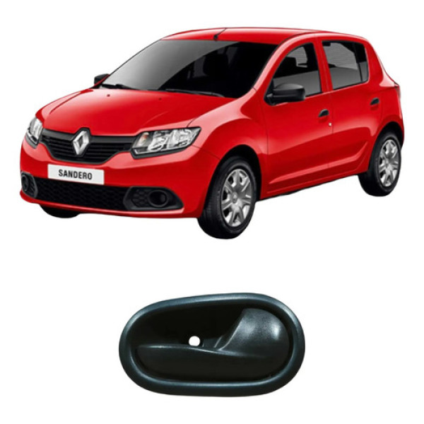 Maçaneta Traseira Direita Renault Sandero 2019 1.0 Original Preto Traseira