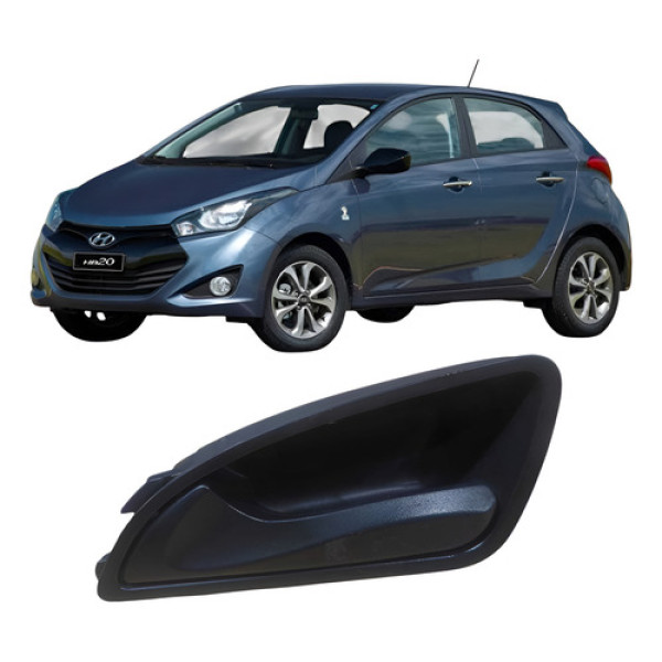 Maçaneta Puxador Interna Traseiro Esquerdo Hyundai Hb20 8261 Preto Traseira