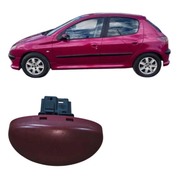 Botão Interruptor Pisca Alerta Peugeot 206 1.4 2008 Original Vermelho