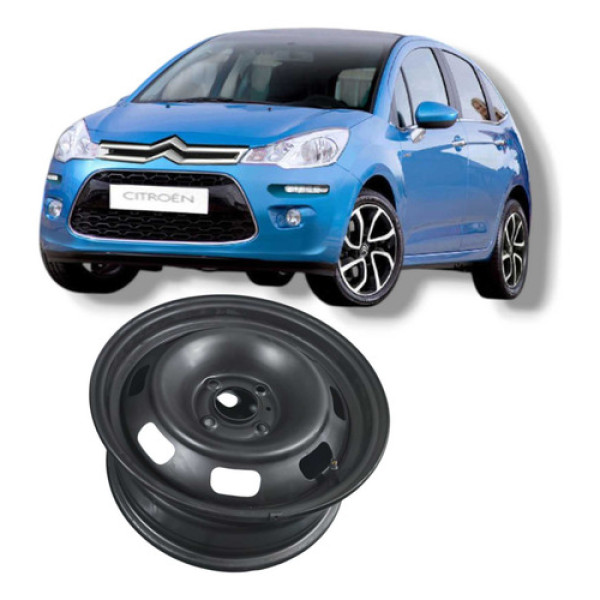 Roda Aro 15 Ferro Citroen C3 Peugeot 2017 9677907580 4furo Preto
