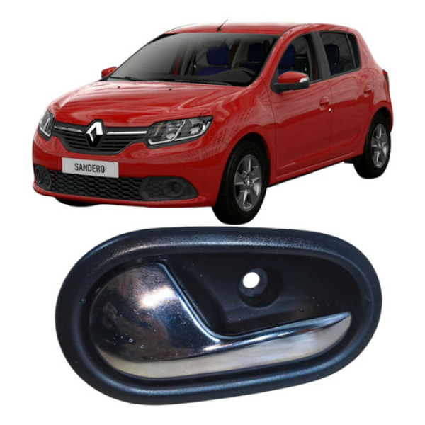 Maçaneta Interna Dianteiro Esquerdo Renault Sandero 2017 Cromado Dianteira