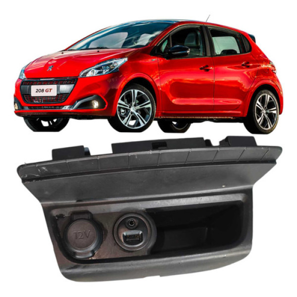 Moldura Cinzeiro Porta Objetos Central Peugeot 208 2017 