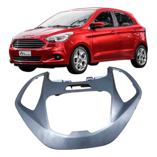 Moldura Comando Central Painel Rádio Ford Ka 2015 E3b518835  Prata
