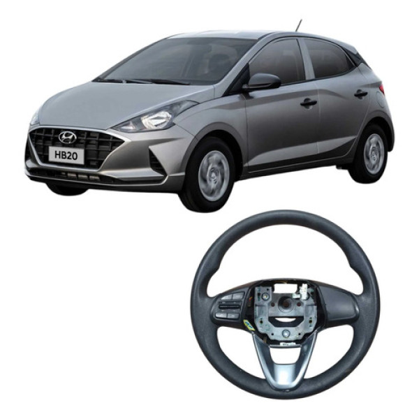  Volante Direção C/ Comando Hyundai Hb20 1.0 2020 Preto