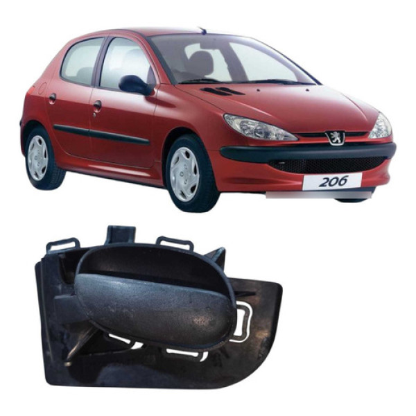 Maçaneta Porta Dianteira Esquerd Peugeot 206 2008 9623698477 Preto Dianteira