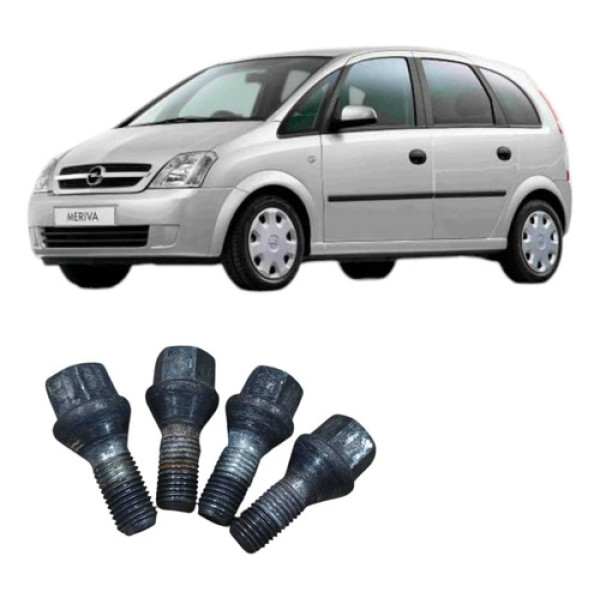 Jogo Parafuso 17 Roda Chevrolet Meriva 2012 1.4 Prata