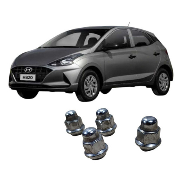 Jogo 4 Porcas Roda Hyundai Hb20 2021 Original