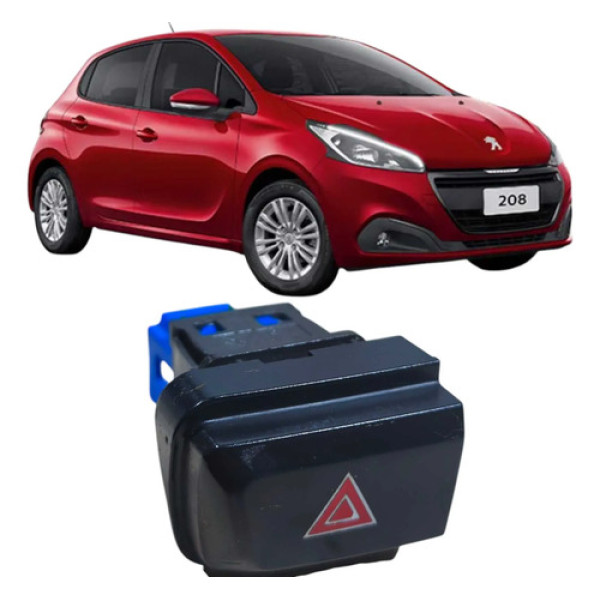 Botão Interruptor Comando Pisca Alerta Peugeot 208 2019 Preto