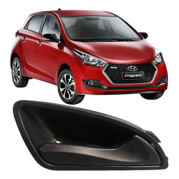 Maçaneta Interna Traseira Esquerda Hyundai Hb20 2017-2020 Preto Traseira