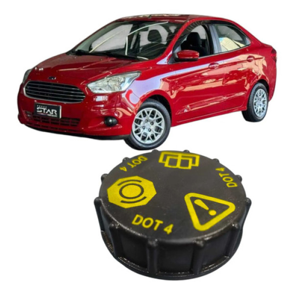 Tampa Reservatório Líquido Freio Ford Ka 1.0 3c 2018 Preto Com Marcações Amarelas