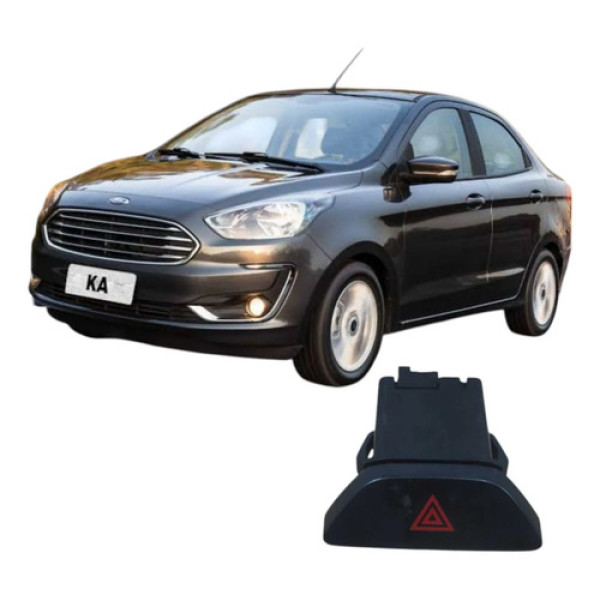 Interruptor Botão Pisca Alerta Ford Ka 2018 Original Preto