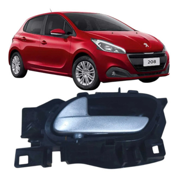 Maçaneta Interna Traseira Esquerda Peugeot 208 2019 96802456 Prata Traseira