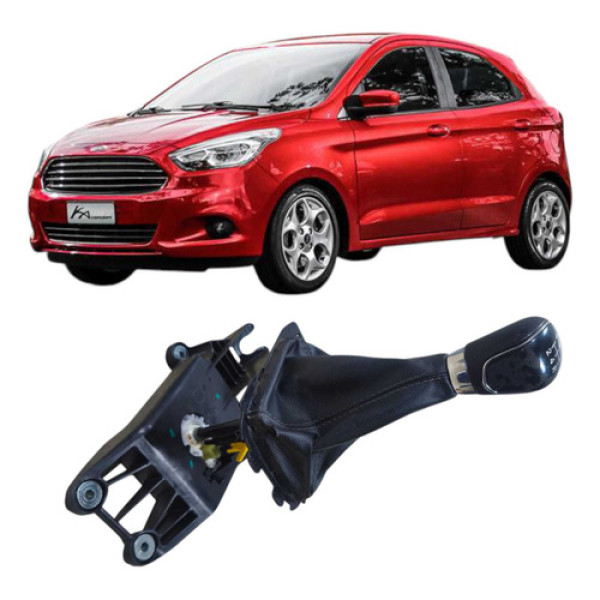 Manopla Lavanca Cabo Trambulador Marcha Ford Ka 2015 Prata Lisa