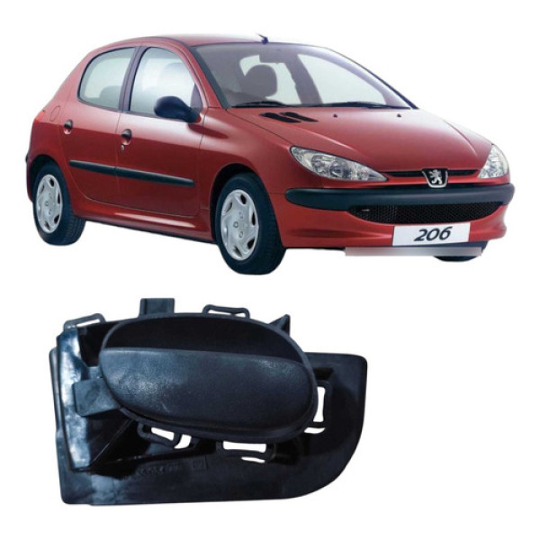 Maçaneta Porta Esquerda Peugeot 206 2008 1.4 9623698477 Preto Traseira