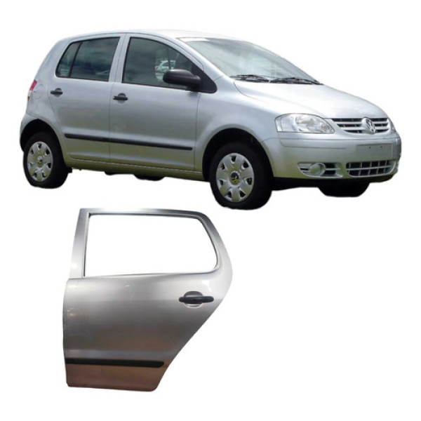 Porta Traseira Esquerda Volkwagen Fox 1.6 2007 4p Prata Traseira Esquerdo Prateado