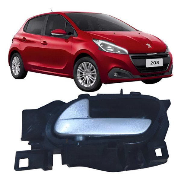 Maçaneta Interna Esquerda Peugeot 208 2019 96802456  Preto  Preto Dianteira