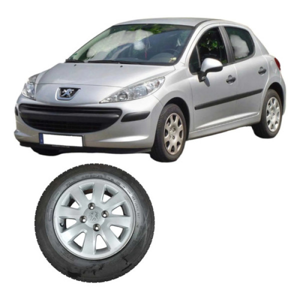 Pneu Roda Liga Aro 14  4furos Peugeot 207 2009 1.4 Original Prateado