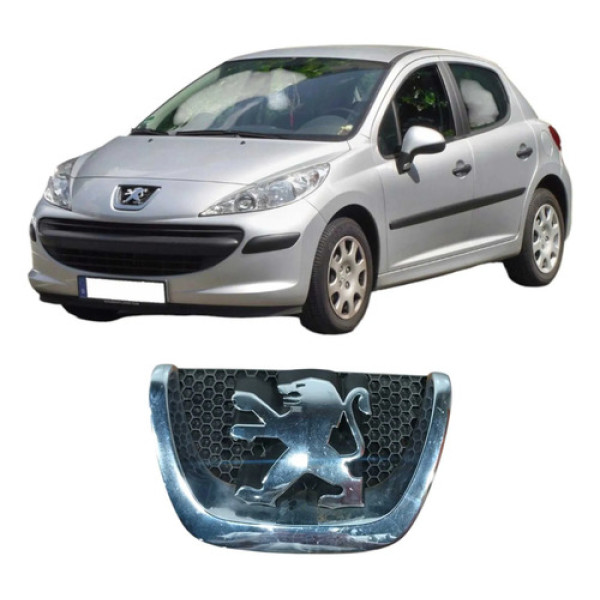 Emblema Dianteiro Capo Peugeot 207 2009 1.4 Original  Prateado