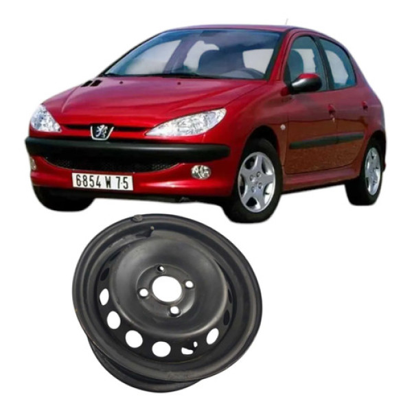 Roda Avulsa Ferro Aro 13 4 Furos Peugeot 206 4p 2007  Preto