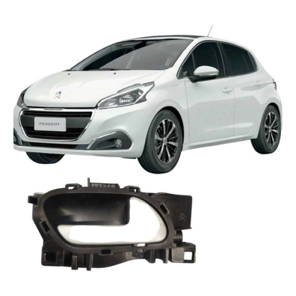 Maçaneta Interna Traseira Direita Peugeot 208 2017  96802455 Preto Traseira