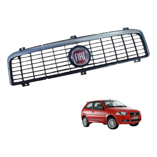 Grade Logo Parachoque Radiador Fiat Palio Siena 2008 A 2012 Preto Plástico
