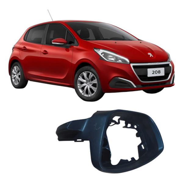 Moldura Aro Retrovisor Esquerdo Peugeot 208 2019 Prata Prata