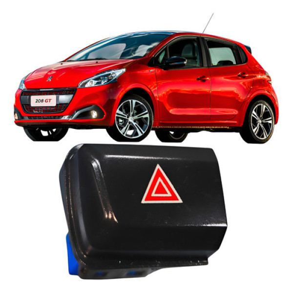 Botão Interruptor Pisca Alerta Peugeot 208 Allure 2017. Branco
