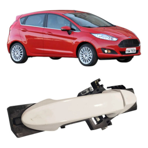 Maçaneta Externa Traseira Esquerda New Fiesta 2014 A 2019 Branco Traseira