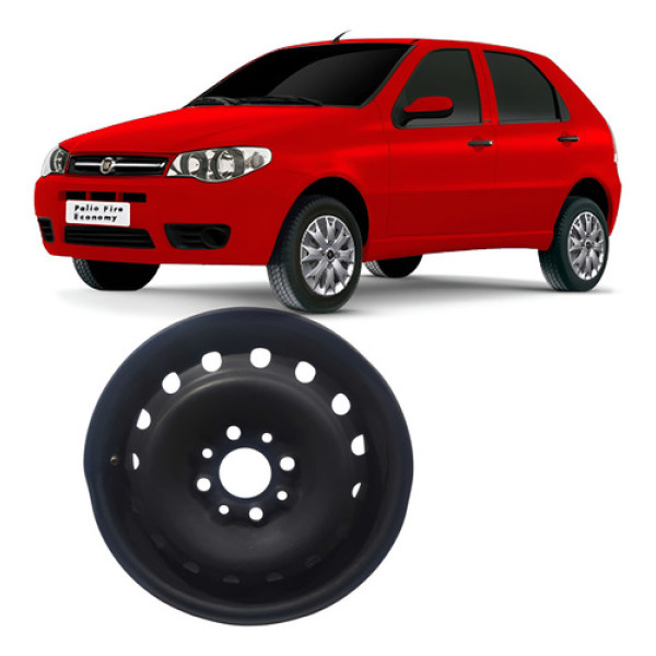 Roda De Ferro Aro 13 4 Furos Fiat Palio Uno Preto
