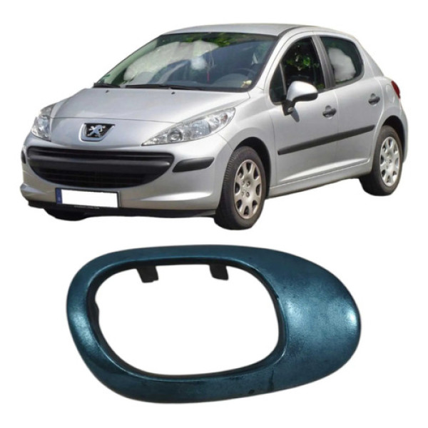 Moldura Maçaneta Dianteira Esquerda Peugeot 207 2009 Prateado Dianteira