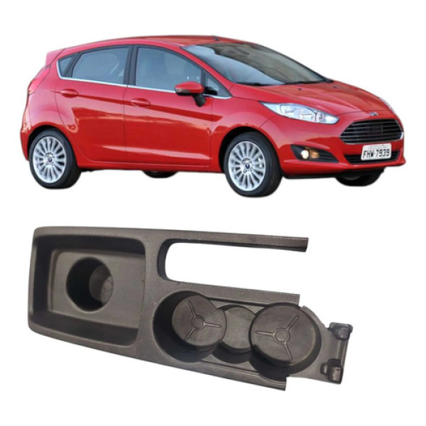 Acabamento Porta Copos Central New Fiesta 2014 A 2019 Preto
