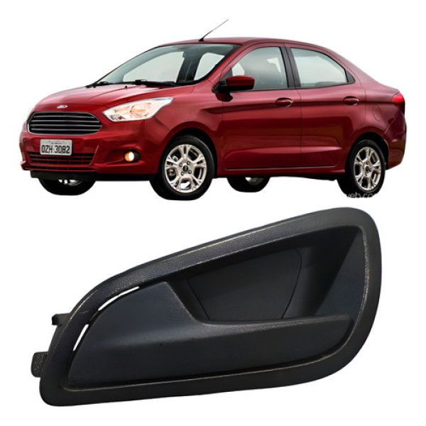 Maçaneta Interna Lado Esquerdo Do Ford Ka 2014 2018 2019 Preto Dianteira