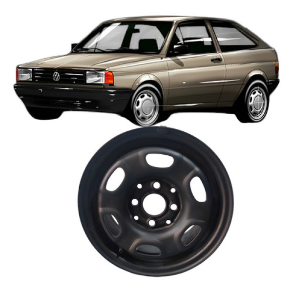 Roda De Ferro Aro 13 4 Furos Volkswagen Saveiro Gol 1992  Preto