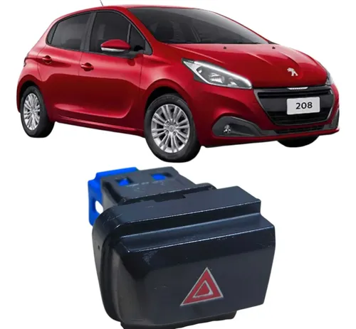 Botão Interruptor Comando Pisca Alerta Peugeot 208 2019 Preto