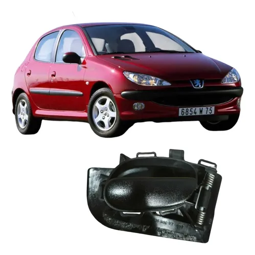 Maçaneta Dianteira Direita Peugeot 206 2006 1.0 9623698077 Preto Dianteira